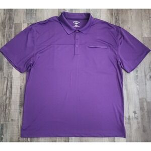 Reel Legends Polo Shirt Mens XXL Purple Performance Short Sleeve Zipper Pocket